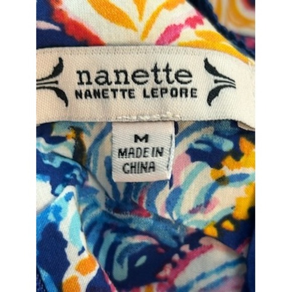 NWT Nanette Lepore Floral Ruffle Sleeve Blouse Top Blue Size Medium - Picture 4 of 6